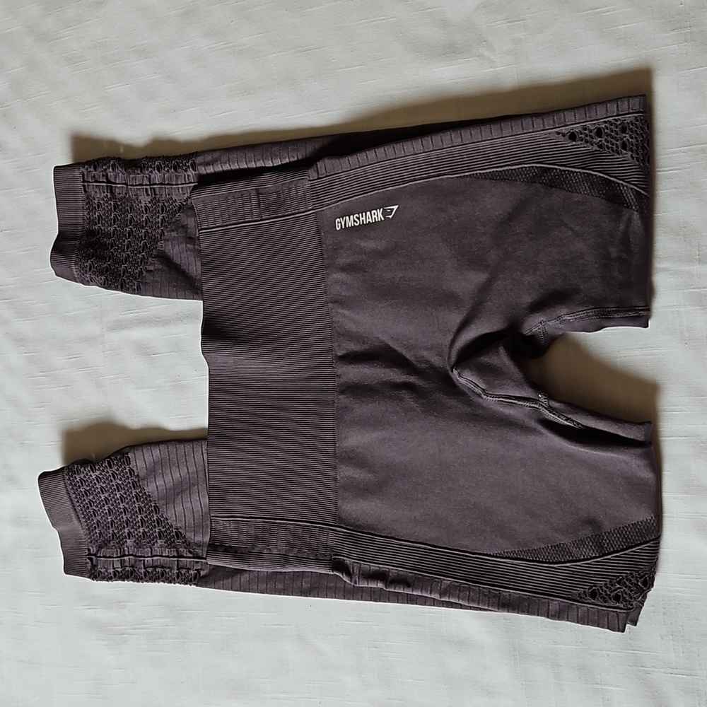 Gymshark Gray Purple Energy Seamless Leggings Ankle Lasered Details Size Small